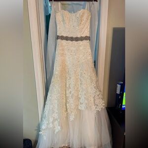 Maggie Sottero Ivory and Silver Lace Bridal Gown